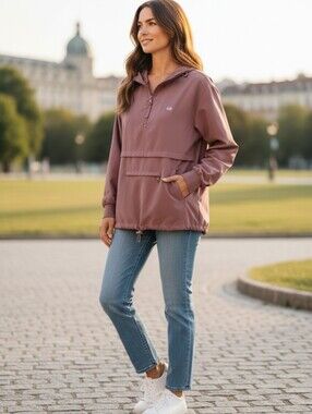 Gianni Bini Mauve Pullover Anorak Jacket with Hood
